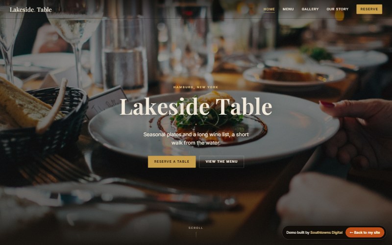 Lakeside Table, a demo restaurant website