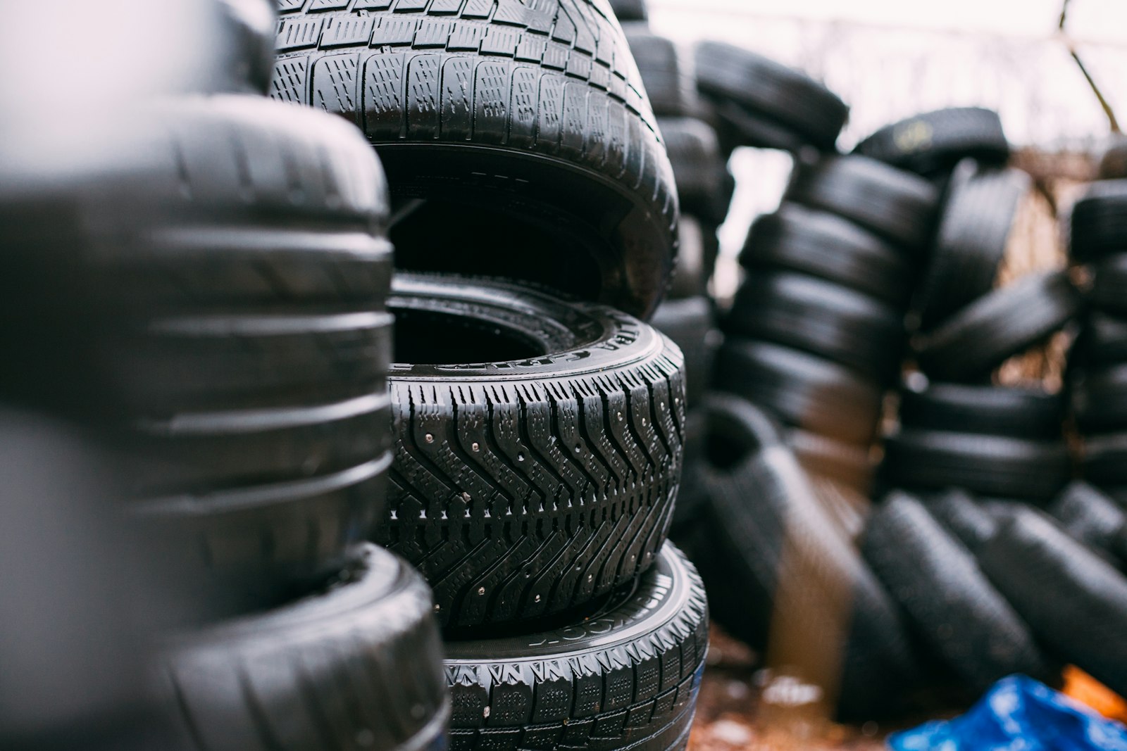 Stacks of tires ready to mount